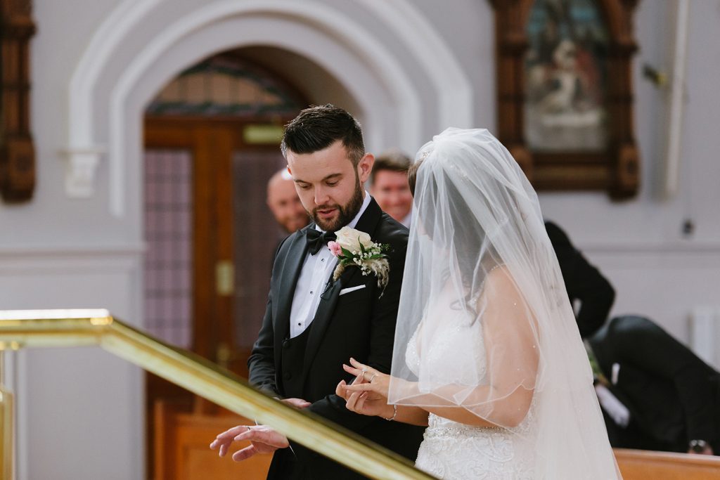 bride and groom getting married in church donegal